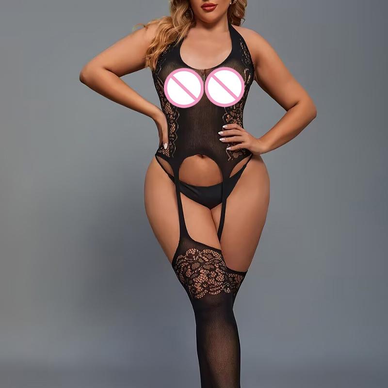 Sexy Hollow Elastic Tight Mesh Lingerie Erotic Dresses Hot Sex Underwear Intimates Pajamas Slip Costume for Seductive Wear
