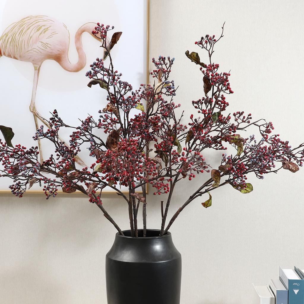 Sztuczne Czerwone Jagody Bogate Ostrokrzew Czerwone Owoce Salon Domowy Dekoracje Noworoczne Rekwizyty Sztuczne Kwiaty