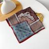 Retro Flower Silk Scarf Autumn and Winter Temperament Elegant Scarf Herringbone Silk Scarf Double-sided Literary Square Scarf Cotton and Linen Square