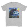 Cool Japanese Monster Starry Night T-Shirt Men Round Collar Cotton T Shirts  Short Sleeve Tee Shirt Gift Idea Clothing