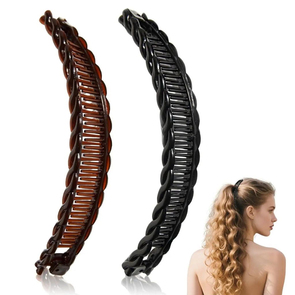 Juego de 2 Pinzas Banana para Peinar el Cabello Peine para el Cabello Pinza de Garra Curva Plástico Duradero Accesorios para el Cabello para Recogidos y Peinados Fáciles