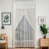 Embroidered Lace Sheer Door Curtain Breathable Door Drape Anti-mosquito Door Curtain  Bed Room