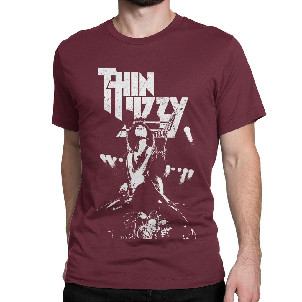 Rock Band 90s T Shirts Men Women 100% Cotton Amazing T-Shirt Crewneck Thin Lizzy Tee Shirt Short Sleeve Clothes Plus Size