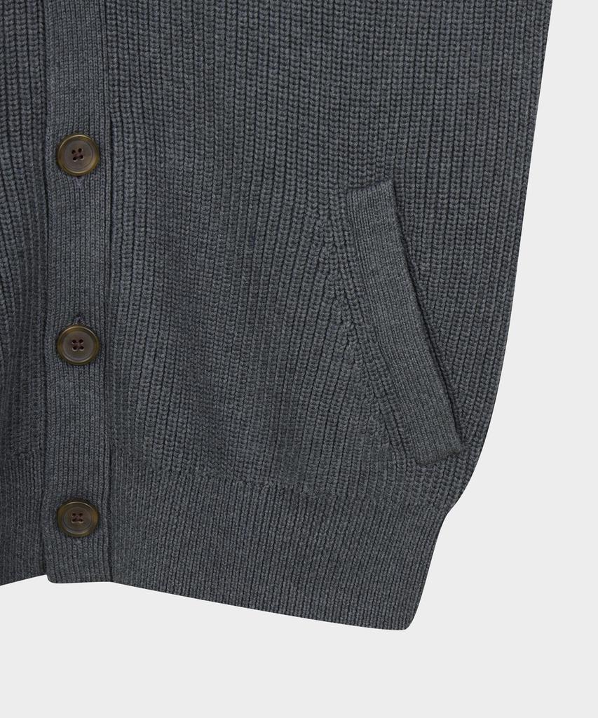 Brooks Brothers Cotton Rib Mock Neck Cardigan (Charcoal) (Bbwcmmf401)