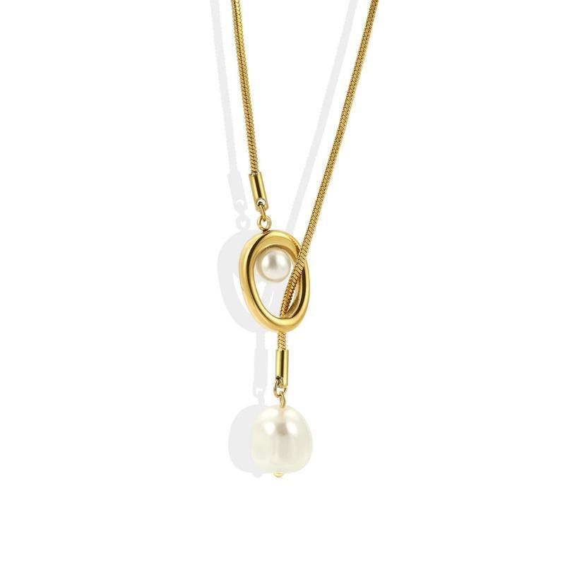 Women Simple Long Tassel Pearl Pendant Necklace Luxury Adjustable Sweater Chain