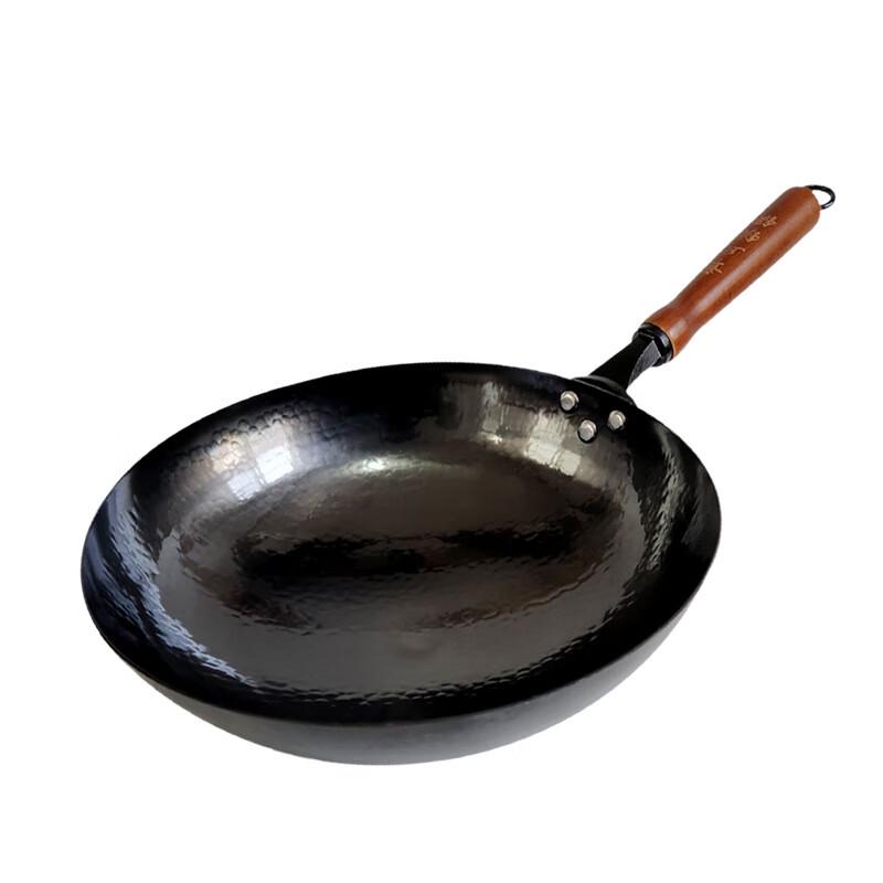 Zhangcheng Craftsman Hand-Forged Flat-Bottom Iron Wok with Lid & Spatula