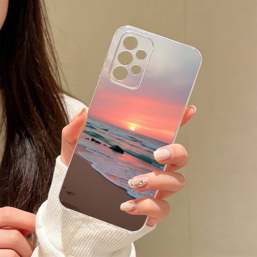 Meeresblick Sonnenuntergang Handyhülle Transparentes Silikon Weich Für Samsung S25,S24,S21,S22,S23,S30,Ultra,S20,Plus,Fe