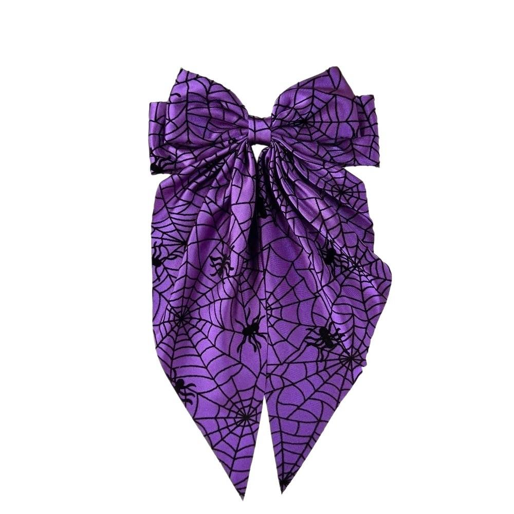 Gothic Spider Web Hair Bow Spring Clip Halloween Scrunchie Fashion Pumpkin Hair Clip Cosplay