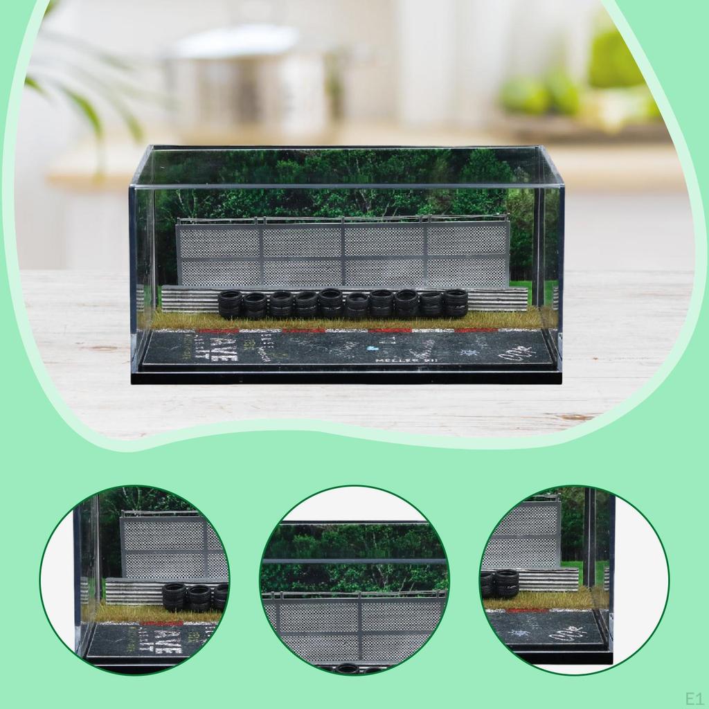 1/64 Car Display Case Racetrack Model,Scenes Diorama Scenery Diecast Storage for Mini