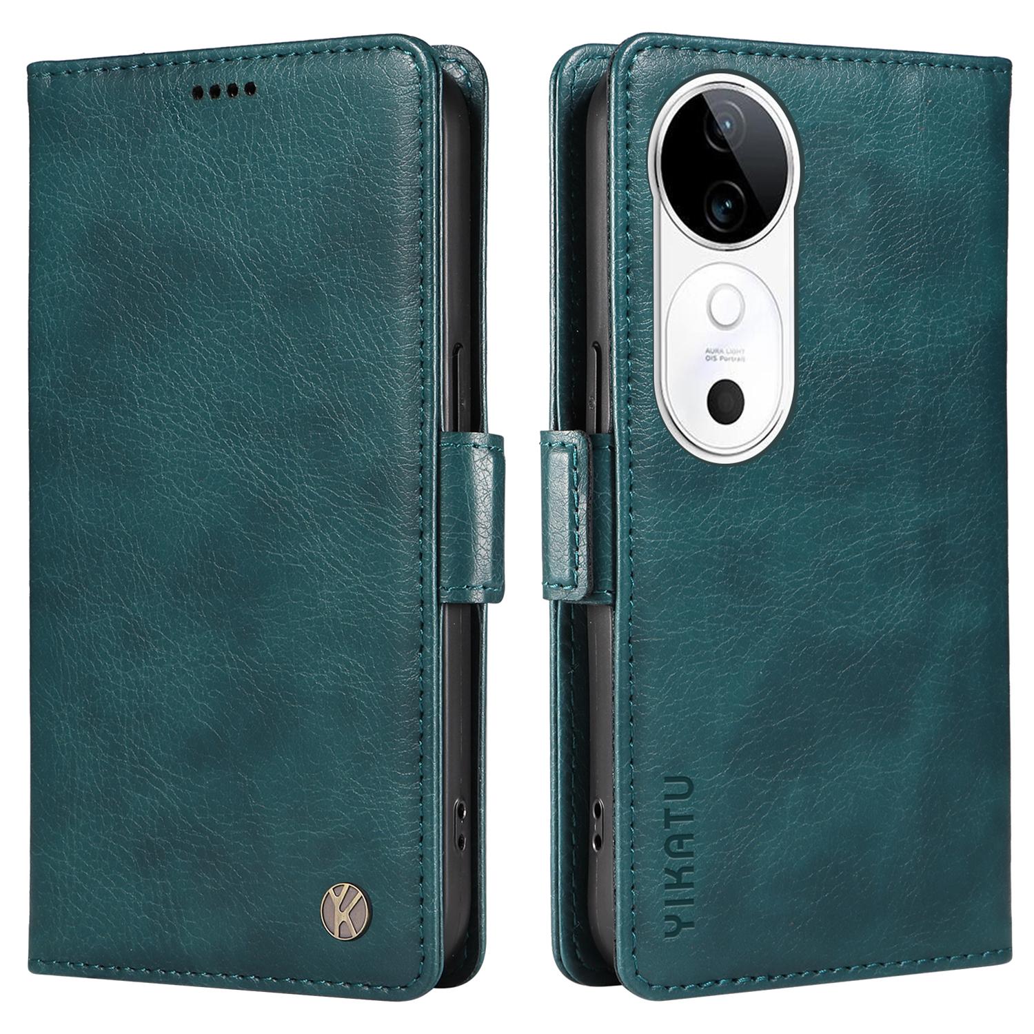 

YIKATU YK-007 For vivo V40 5G/S19 5G Case Litchi Texture Leather Flip Phone Cover with Stand Blue