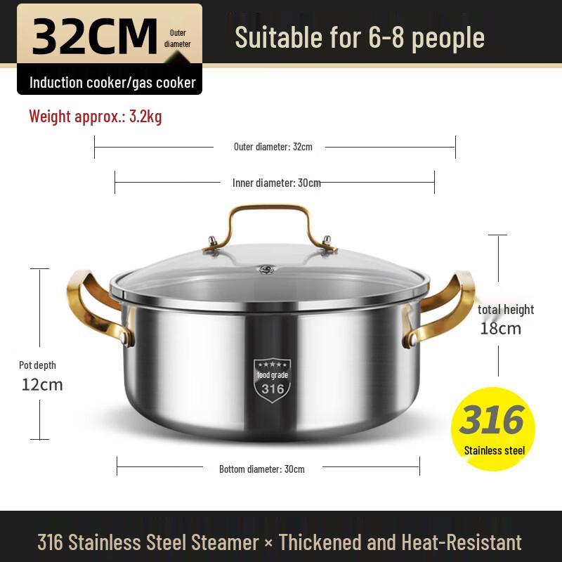 Wutuo 316 Stainless Steel Divided Hot Pot