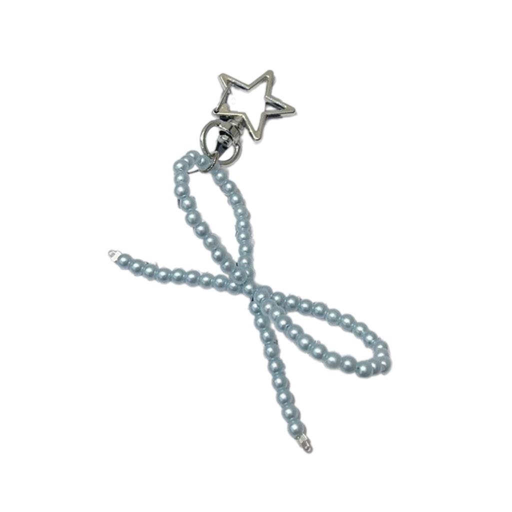Fashionable Star Pendant Phone Charm Unique Bowknot Keychain Vibrant Beaded Pendant for Cellphone Camera Accessory