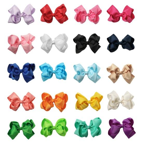 Bow Hairpin Safety Alloy Hair Clip with Burr-Free Metal Spring Double-Layer Threaded Webbing Bow Kids Non-Slip Hair Accessory