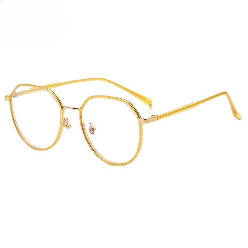 TR90 Retro Polygonal Anti Blue Light Photochromic Glasses Ultra Light Color Frame Computer Glasses for Women