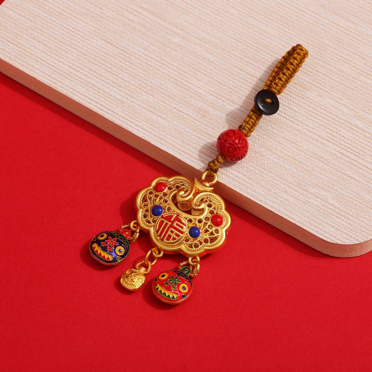 

Персонализированный брелок-подвеска с замком Ruyi из меди для мужчин и женщин, удачи и безопасности