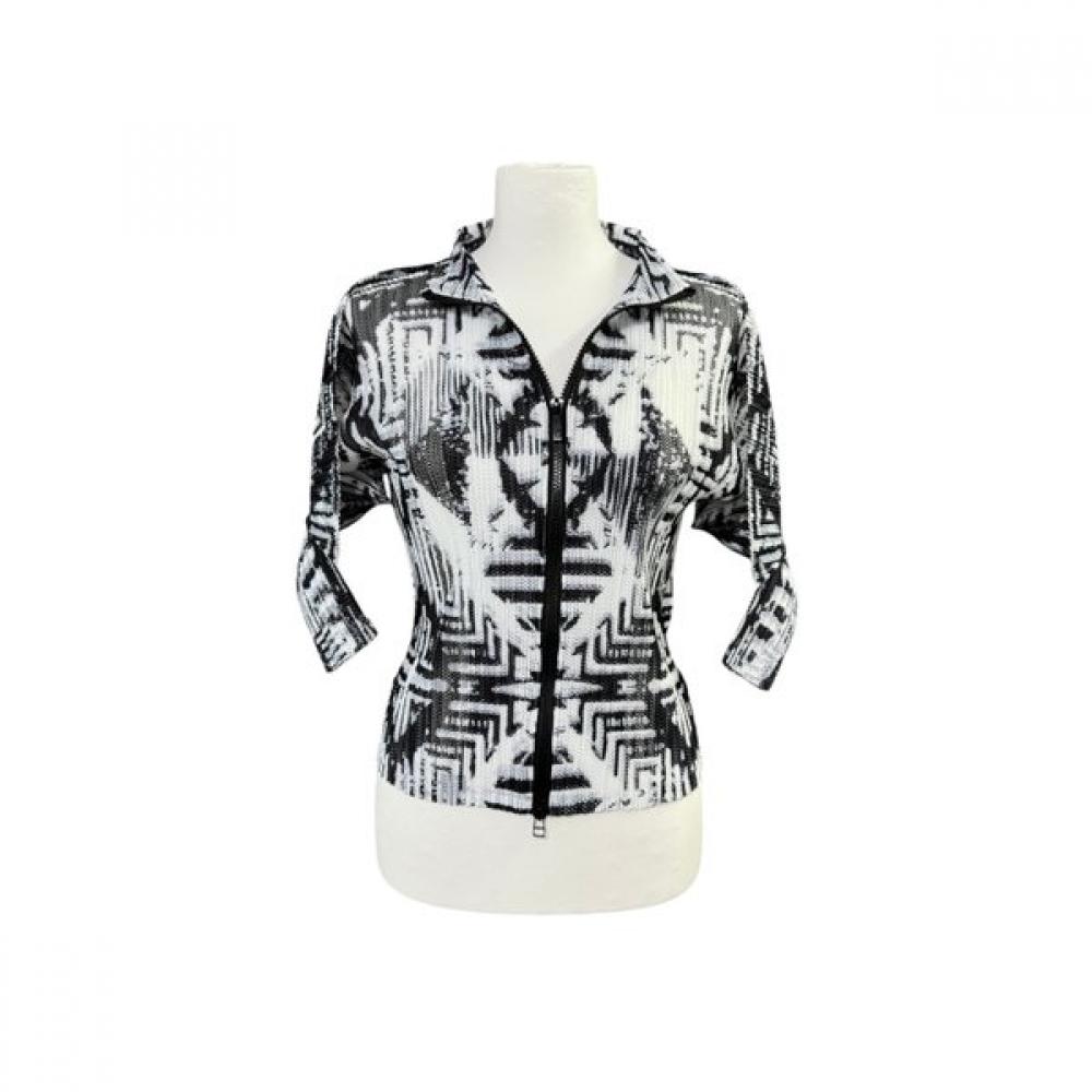 LA VITA JUNKO 7 8 Sleeve Diamond Geometric Print Mesh Jumper  Ltsjp28p 