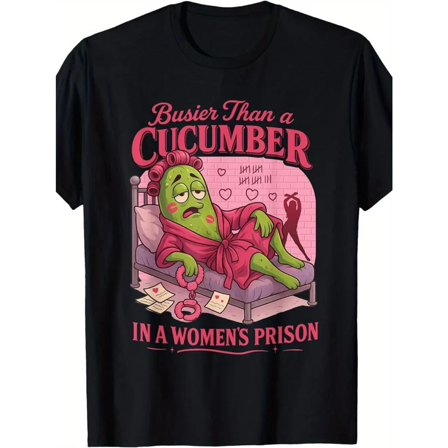 

Fun and Inappropriate Prison Themed Men s Black T-shirt Cucumbers in Women s Prison Slogan Cucumber Short Sleeved Black Shirt S разноцветный
