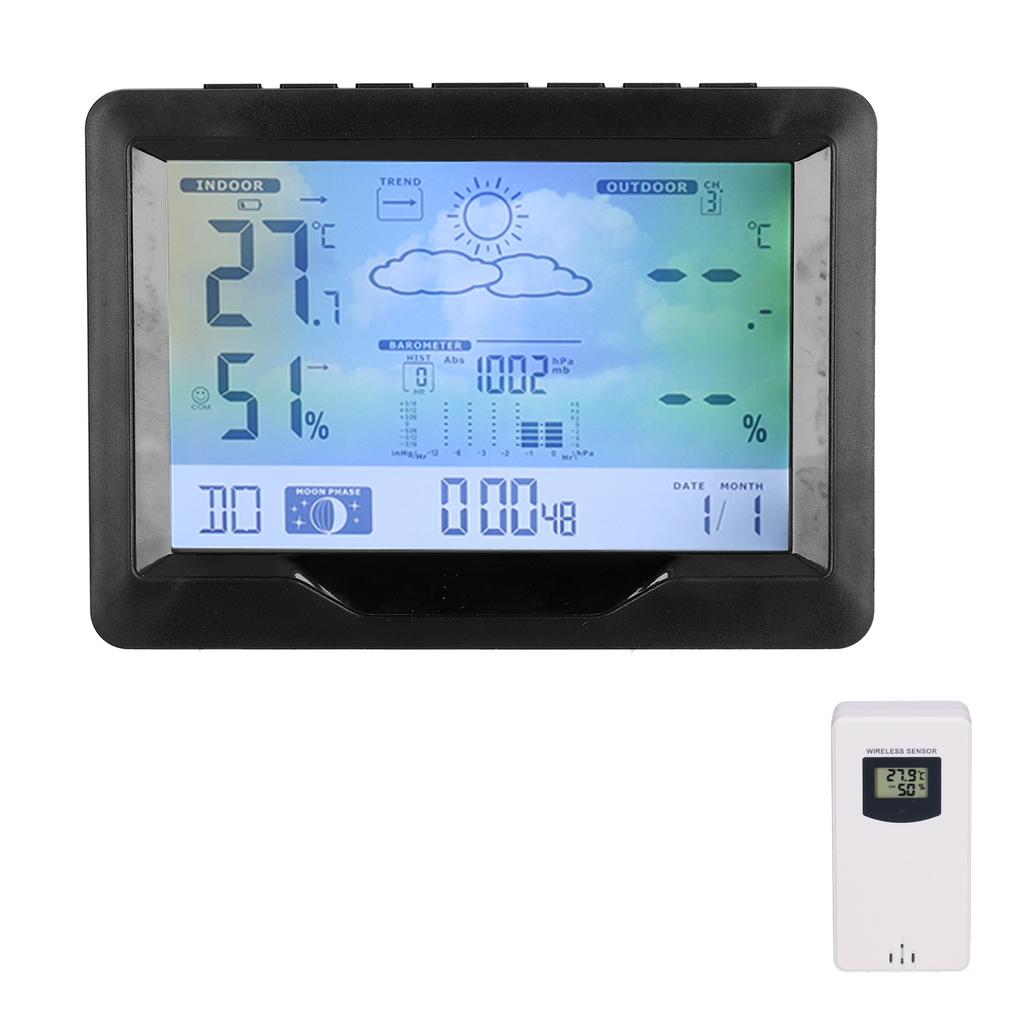 Color Screen Wireless Weather Clock Thermometer Hygrometer Electronic Clock with Calendar