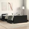 Bed Frame in Black Oak Look 193 x 93 x 50 cm Engineered Wood