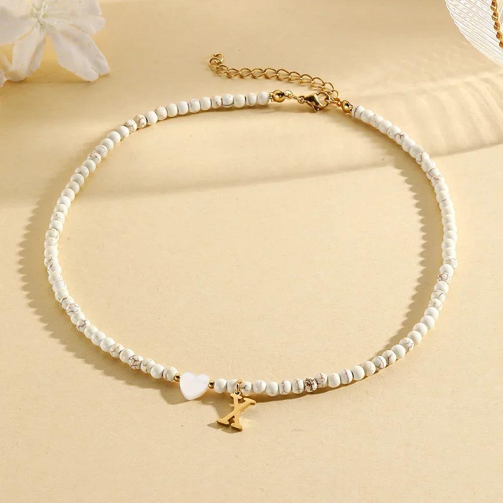 Bohemian Choker Neck Necklaces Heart-shaped Shell Letter Pendant Beads Women Necklace Woman Trend Jewelry Gift 2025