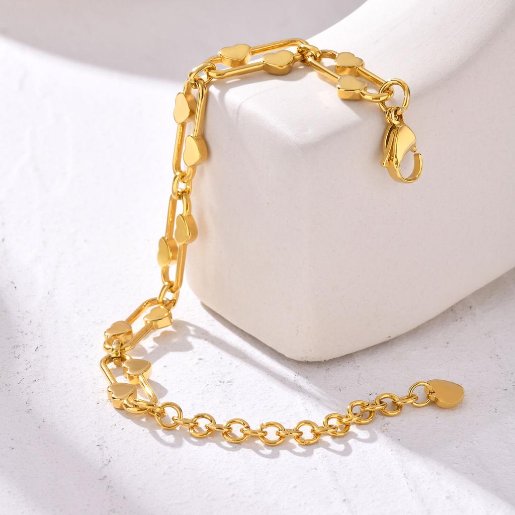 Waterproof Heart Chain Paperclip Link Bracelet For Women, Statement Stainless Steel Adjustable, Non Tarnish Jewelry