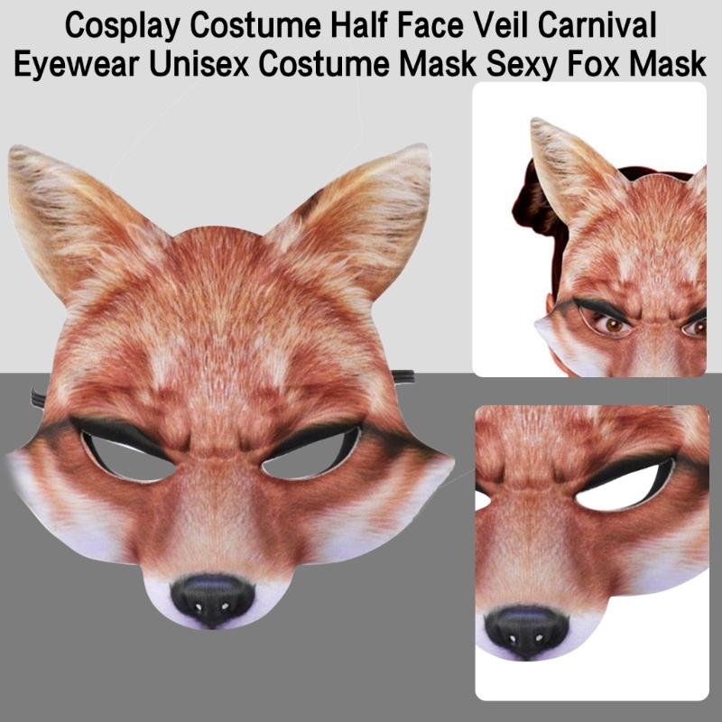 Halloween Foxes Cosplay Mask Masquerade Foxes Face Mask Animal Cosplay Mask For Women Man Masquerade Halloween Cosplay