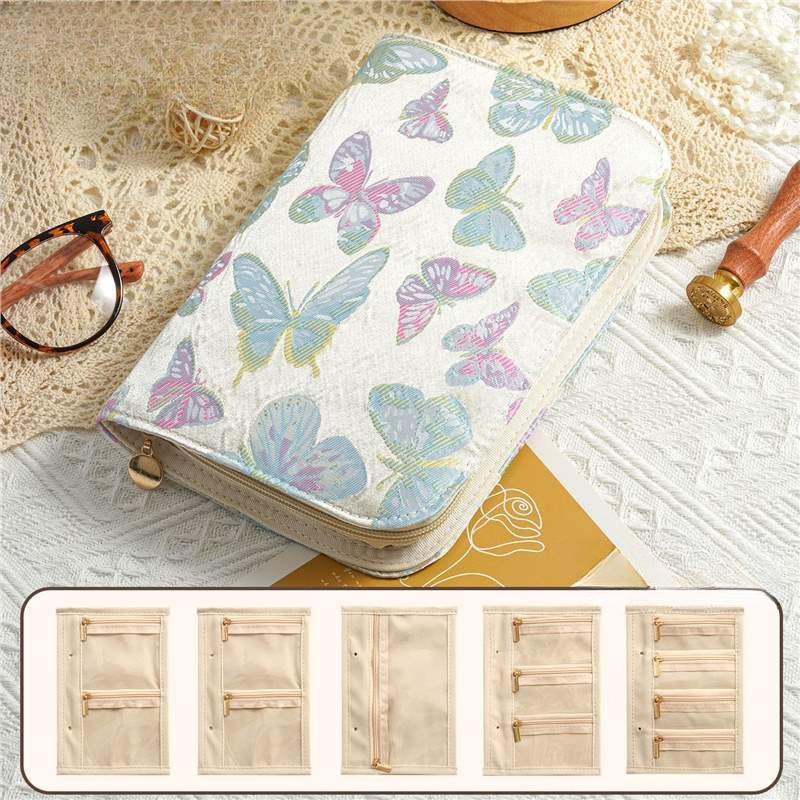 Luxury Jewelry Organizer Book Case Zipper Travel Velvet Storage Bag for Rings Earrings Necklaces