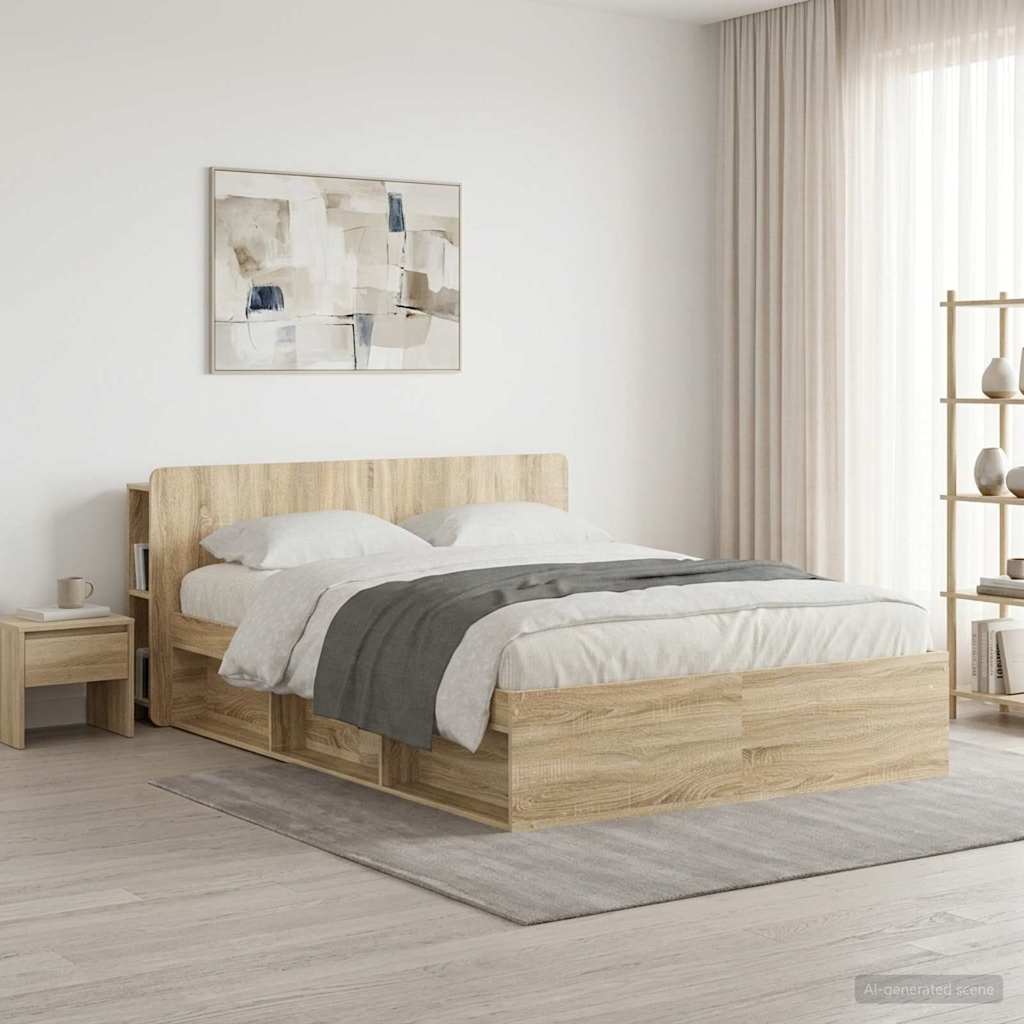 Headboard Cabinet with Storage Sonoma Oak Wood Material