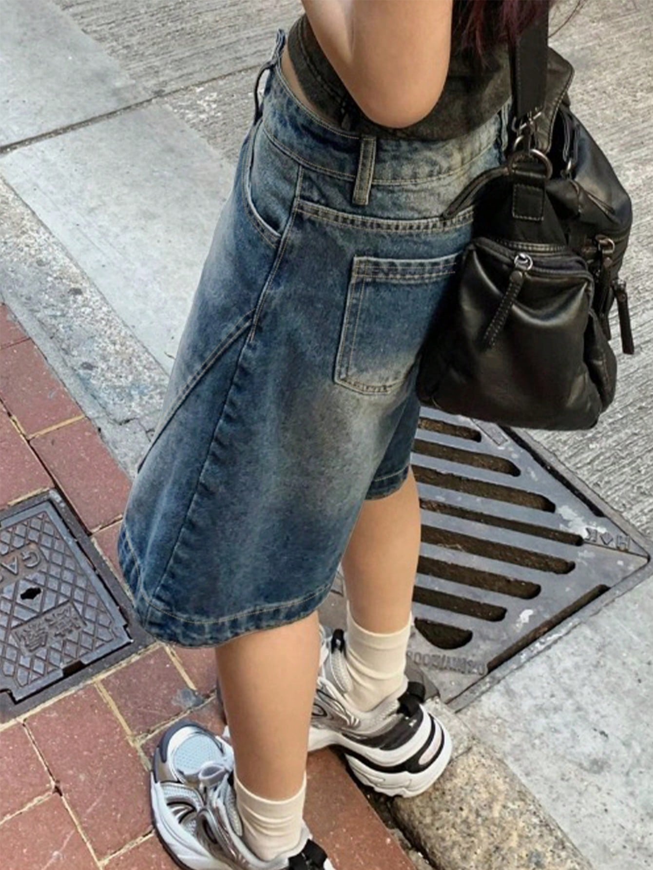 Rose Beauty A WomenY2K Street Vintage Washed Slant Pocket Cat Whiskered Trendy Edge Style — фото 3