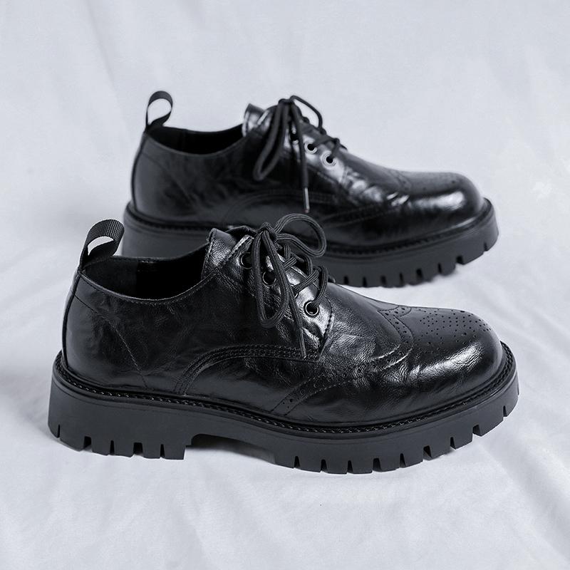 2024 Neu Modische Herren Schwarze Lederschuhe Gummisohle Rutschfest Herren Büro Business Kleider Ballerinas Herren Qualitäts-Lederschuhe