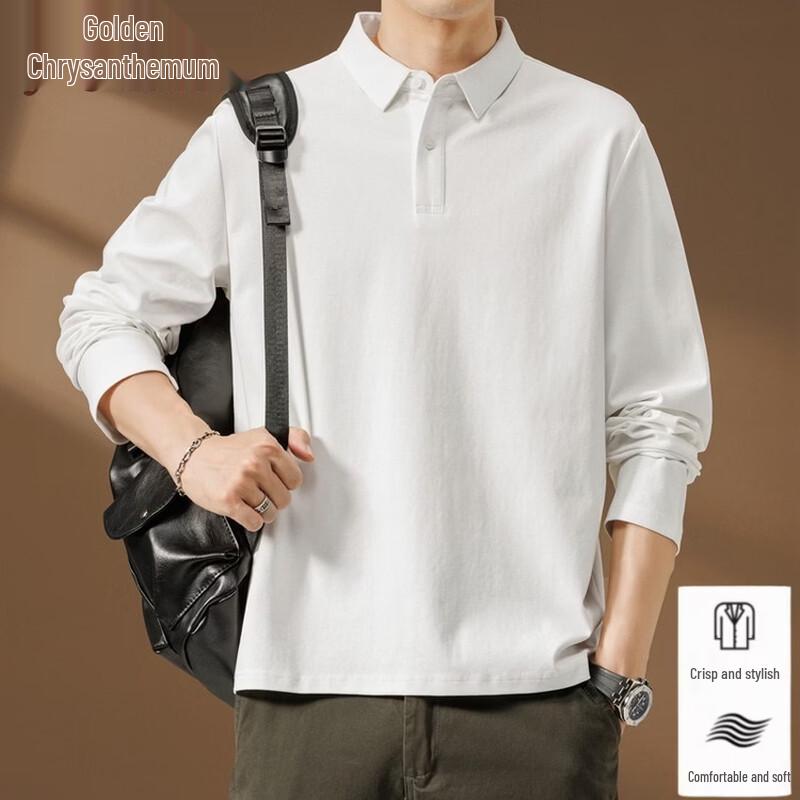 Jinjv Men s Cotton Blend Long Sleeve Polo T-Shirt M