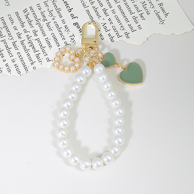 

2 шт. Браслет-цепочка из жемчуга против потери, брелок, кулон в виде персикового сердца, кольцо для ключей для женщин, украшение для телефона, сумочки, подарки для вечеринок