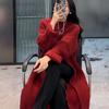 Irregular Slit Knitted Pullover for Women In Spring and Autumn Round Neck Long Loose and Lazy Style Long Sleeved Sweater