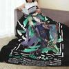 Genshin Impact Xiao Blanket Flannel Spring Autumn Multifunction Super Warm Throw Blankets for Bedding Outdoor Bedding Throws