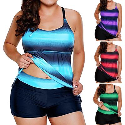 Women's Large Size Split  Lady Gradient Bikini With Chest Pad Without Steel Bra Swimsuit