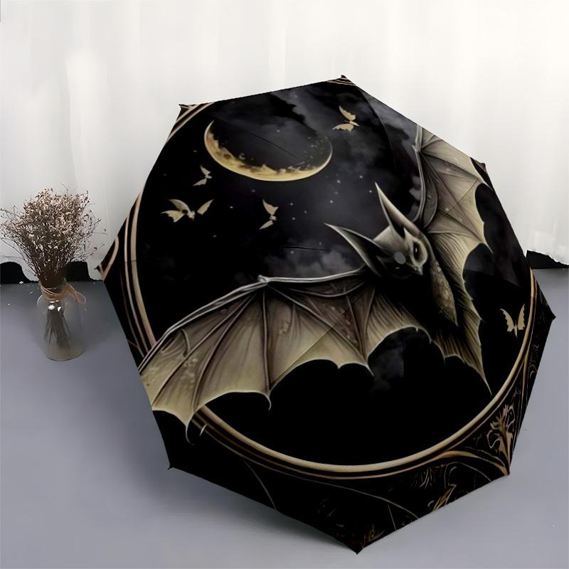 1pc Gothic Bat Moon Night Artwork Umbrella with Plastic Handle,Suitable for All Seasons Home Travel Outdoor UmbrellaDD090