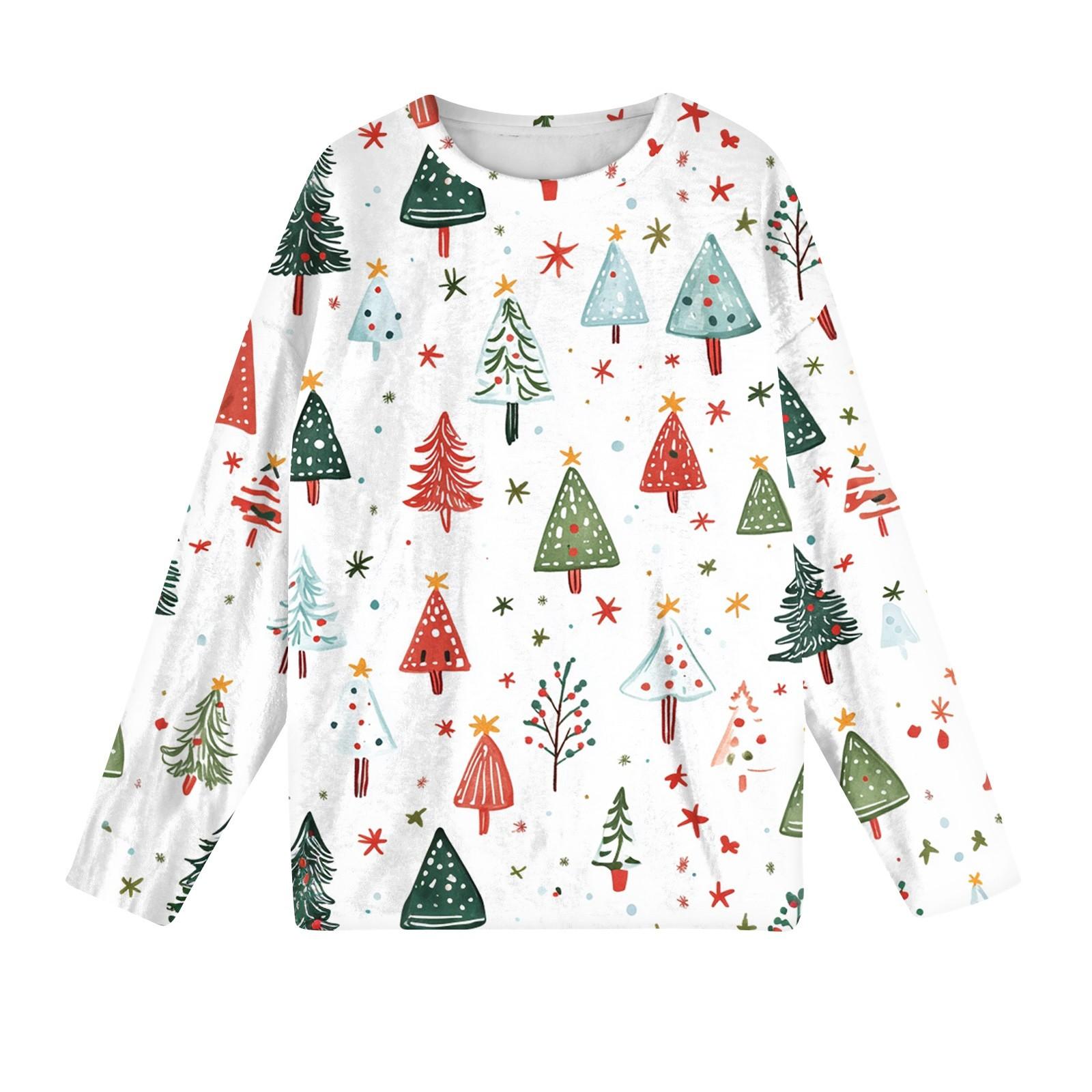 

Женская мода зимние принтованные длинные рукава женские пижамы топы XL белый