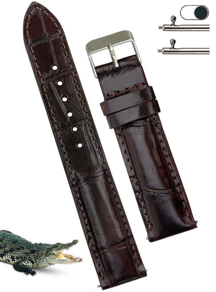 Vietnam Creations 22mm Dark Brown Watch Quick Release Replacement Watch Band with Wrist Handmade for Dark Brown Strap, Buckle, Men, (DH-03-22MM)