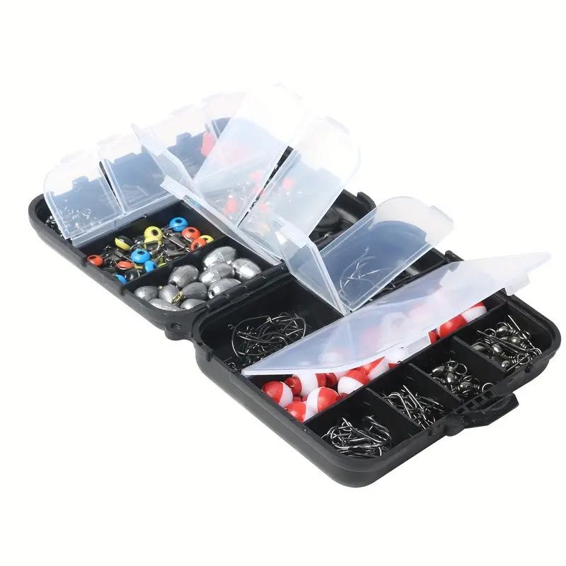 Angelzubehör-Set mit Tackle Box 263-teilig/Set inkl. Zange, Jighaken, Senkblei, Gewicht, Wirbel, Druckknöpfe, Senkblei, Gleitstücke
