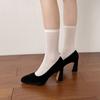 Krazing Pot Wildleder Lammfell Quadratische Zehenpartie Hohe Absätze Sommer Einfarbige Schuhe Große Größe 41 Grundlegendes Design Damen Moderne Pumps