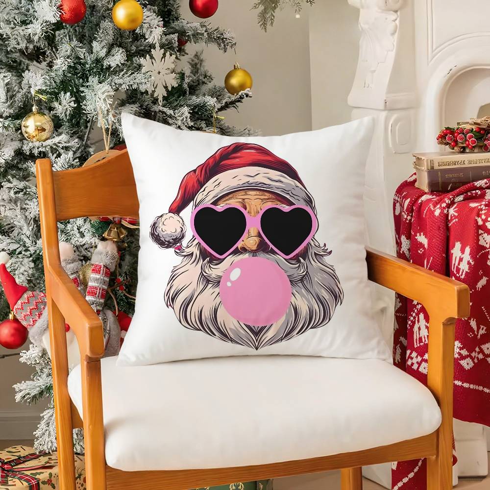 Merry Christmas Pillow Case Holiday Happy Atmosphere Short Plush Double-sided Printing Home Cushion Cover