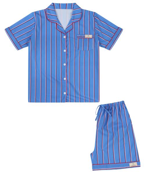 [Pink Zone] Blue Johnny Short Sleeve Collar Pajama Set [Shipped from Korea] 100% Authentic