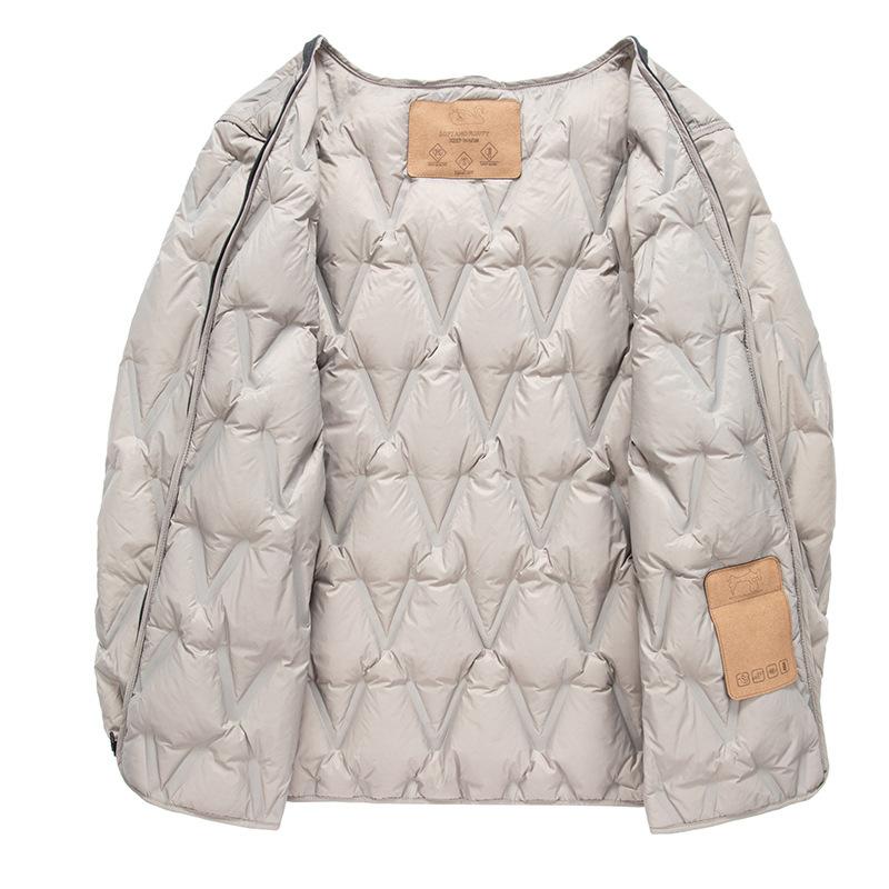 Giacca in Piuma d'Oca Leggera Lusso Uomo Piumino Bianco d'Oca Imbottitura Rimovibile Giacca a Piumino Casual da Business per Mezza Età