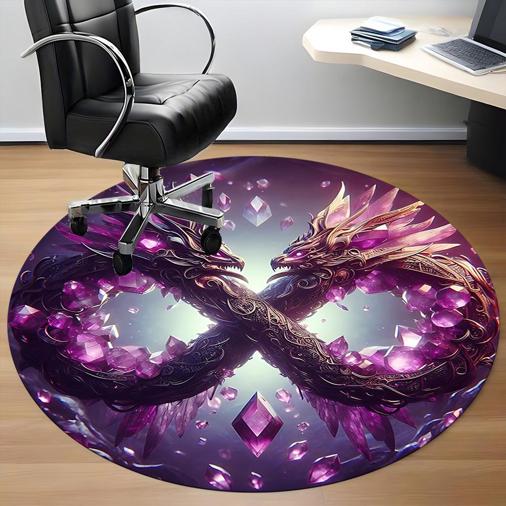 1pc Crystal Dragon Chair Carpet for Office Non-Slip, Machine Washable Rug for Office, Room - Holiday Decor, Machine Made yy251016111