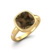 2.5 Ctw Cushion 925 Sterling Silver Gold Vermeil Smoky Quartz Solitaire Women Bezel Set Wedding Ring