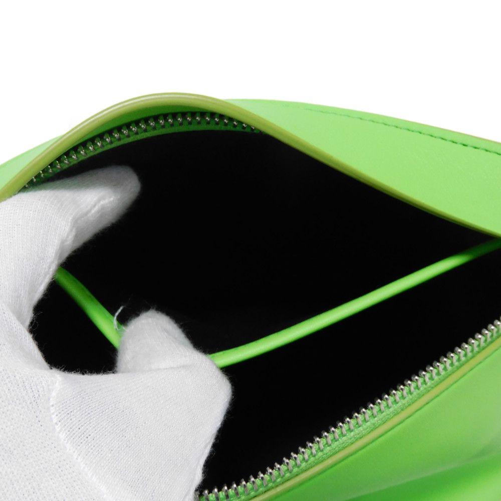 Used 9896 Logo Embossed Pouch 241390 7931, Foil Stamped, Light Green, Strap, Excellent Condition, New Logo, Lime,