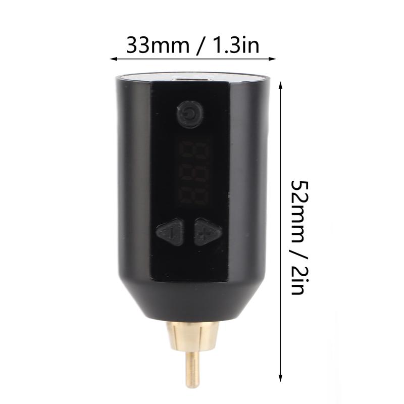 Tattoo Pen Power Supply 3‑12V Black Tattoo Power Supply USB Charging Adjustable Voltage Cordless Tattoo Pen Power Supply