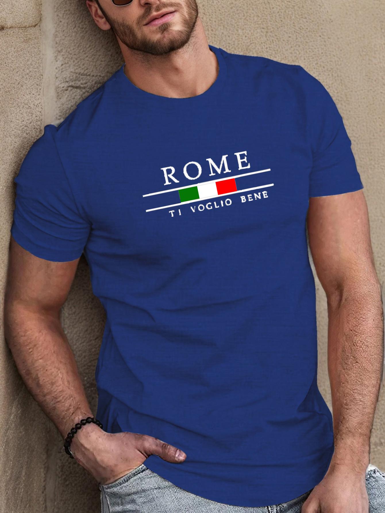 

Men s summer 100 cotton fashionable casual loose plus size ROME letter pattern printed sports round neck short sleeved T-shirt 5XL різнокольоровий