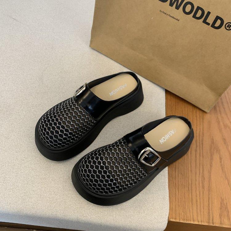 thick-soled bag head and half slippers for women to wear high-end 2025 spring and summer new retro Muller shoes with one foot and lazy shoes