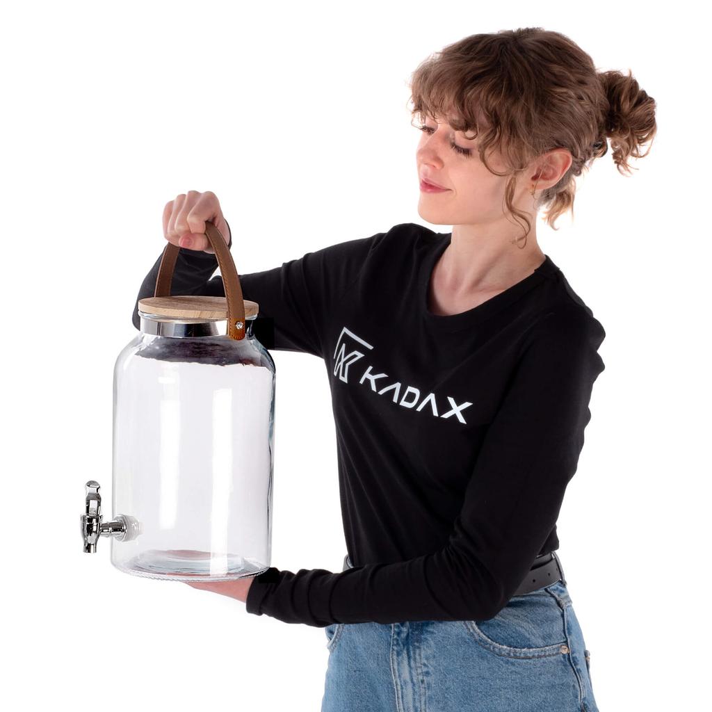 KADAX glass jar with tap lid and handle, 5.6 litres